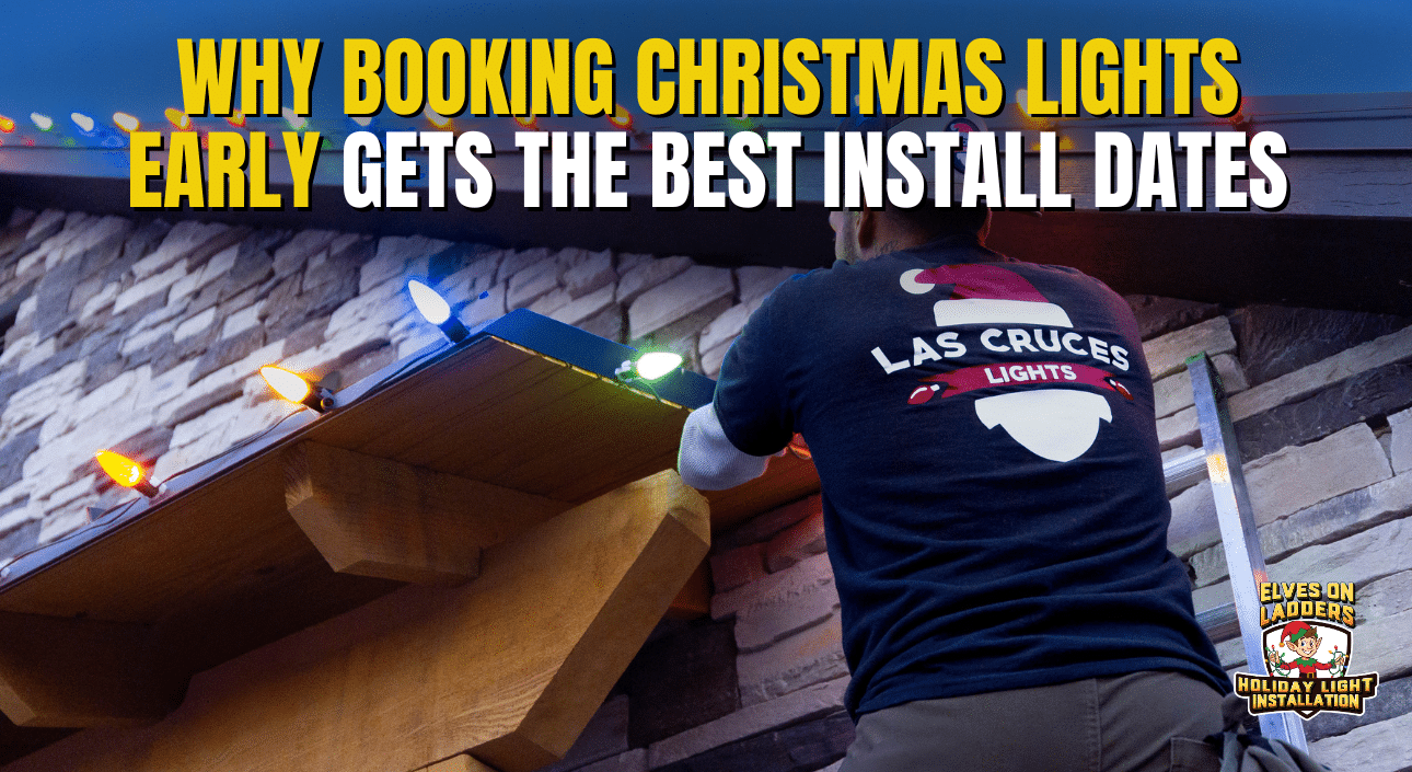 early christmas light installation on home roofline