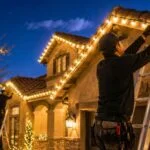 professional christmas light installation on roofline